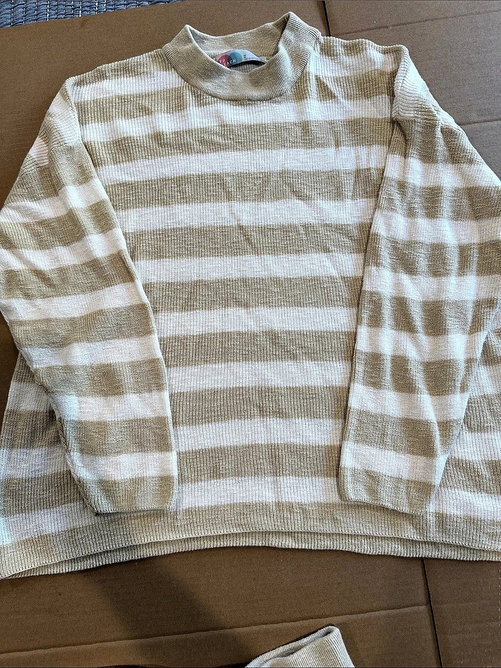 Free People Malibu Surf Sweater Set Striped Cotton Sweater Set Cream & Beige